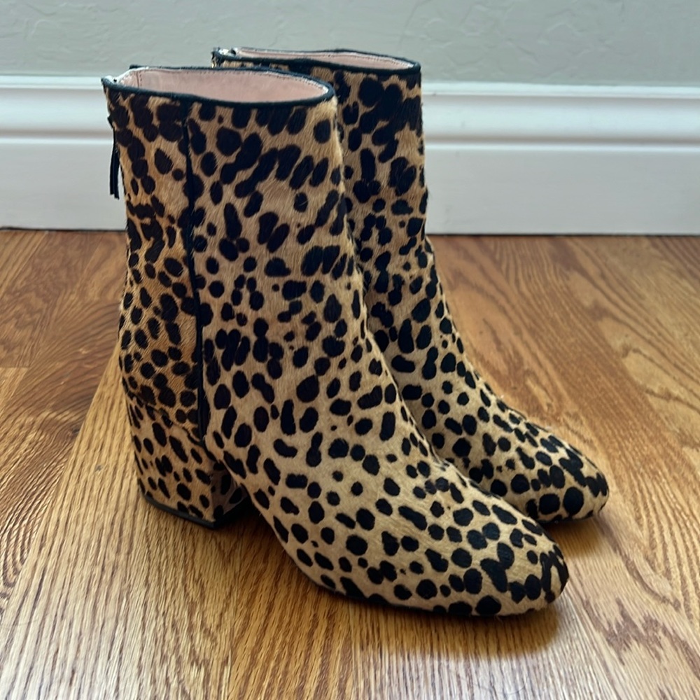 J. Crew Leopard Print Calf Hair Ankle Boots 6.5